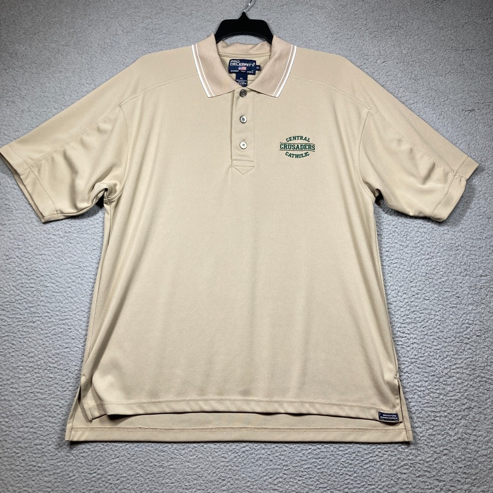 Canton Central Catholic Crusaders Polo Shirt‎ Men's XL Tan Ohio High School